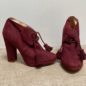 Burgundy Tassle Suede Cole Haan Boots